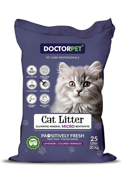Doctor Pet Super Clumping Micro Bentonite Cat Litter - Lavender Scented - 25L