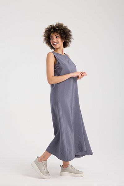 Su Moda Women Dress Long Flounced Sleeveless Design Woven Dress