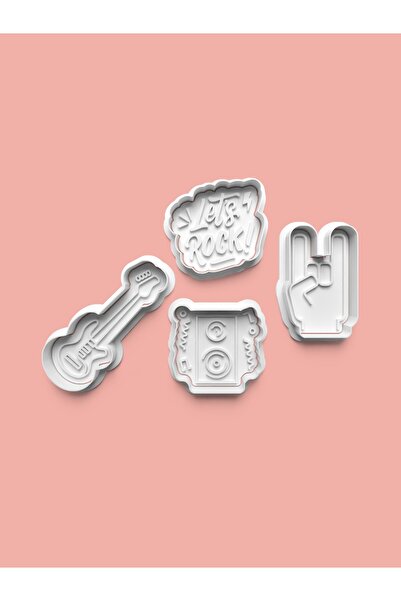 AKTASTORE مجموعة من 4 قوالب بسكويت موسيقى الروك وقوالب عجينة السكر