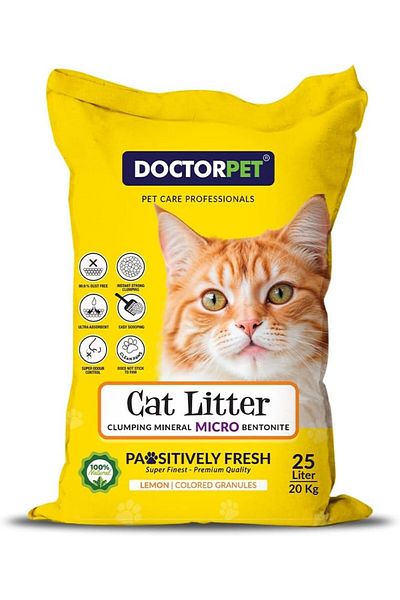 Doctor Pet Super Clumping Micro Bentonite Cat Litter - Lemon Scented - 25L