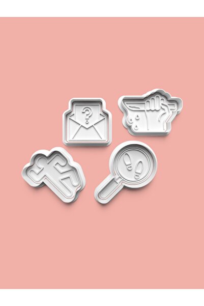 AKTASTORE قالب بسكويت بتصميم المحقق وقالب عجينة السكر مجموعة من 4 قطع 0401-set