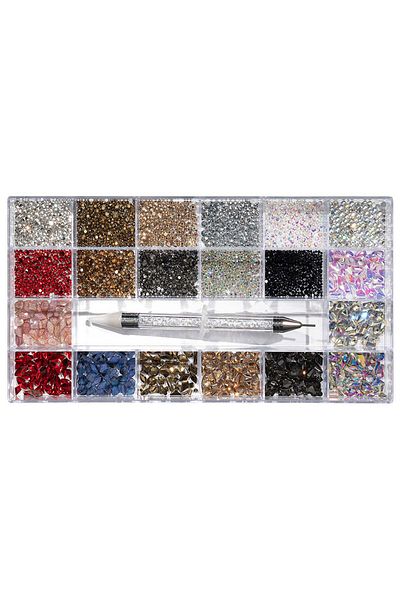 LUXORISE Crystal Blossom Nail Crystals, Set of 20 designs