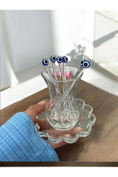 Arsglass Set of 6 Glass Tea Spoons with Ghosts