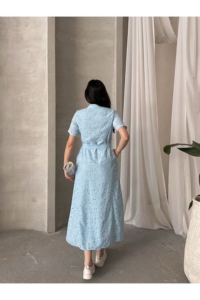 SUN STYLE ROCHIE COTON IMPORTAT FISTO CU MODEL DE FLORI CU DETALII DE BIRUȘĂ ȘI CUREA