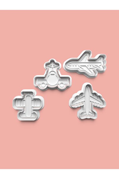 AKTASTORE قالب كوكيز على شكل طائرات وقالب عجينة السكر، مجموعة من 4 قطع 0398-set