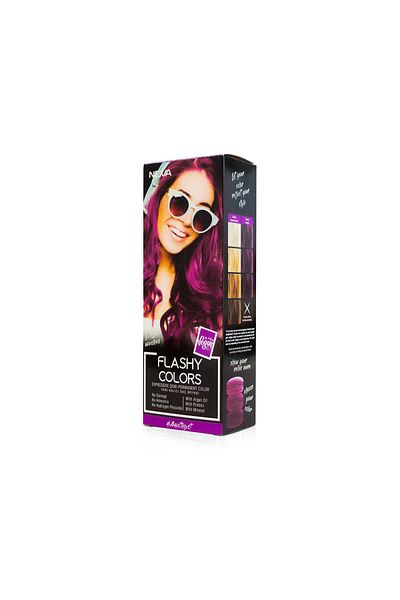 Neva Flashy Colors Amethyst, Vopsea de păr semipermanentă, violet, 100% vegană, Neva, 100 ml