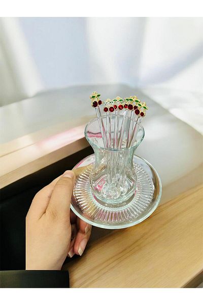 Arsglass Cherry Fruit Glass Tea Spoon Set of 6