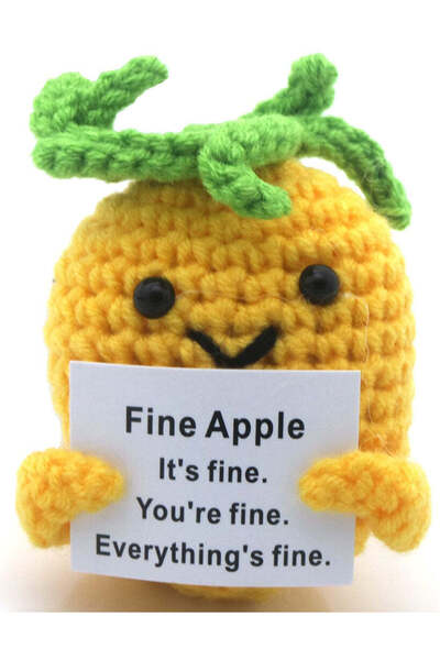 OEM Mascota tricotata, model ananas, Positive Pineapple, mesaj motivational, 7 cm