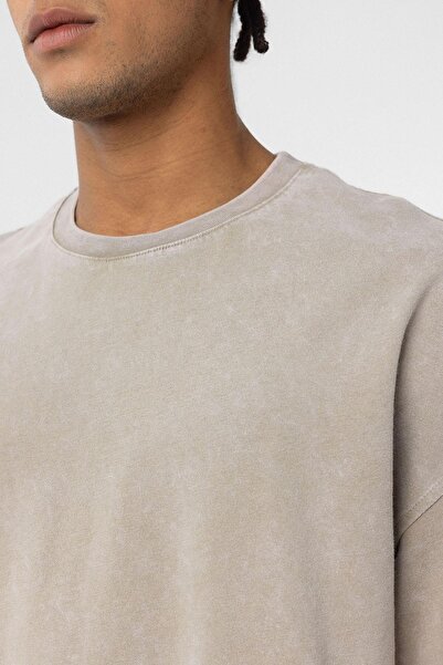 VAMOSCLO Washable Metal Detailed Oversize T-Shirt Mink