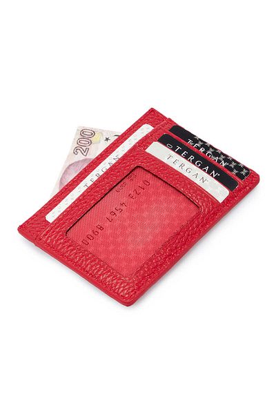 Tergan Red Leather Unisex Credit Card Holder - S1Kk00001676-B68