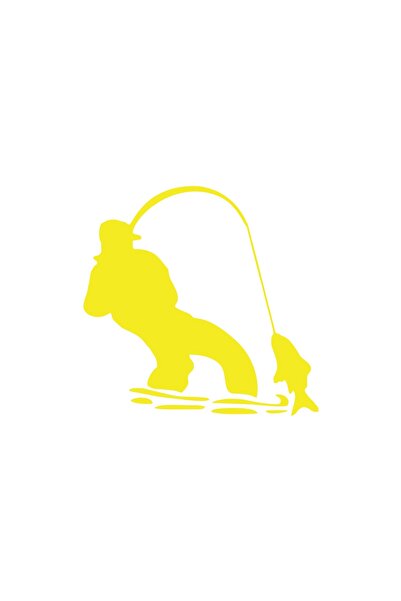 Reysa Tasarım Man Catching Fish Sticker 17X17 cm Yellow