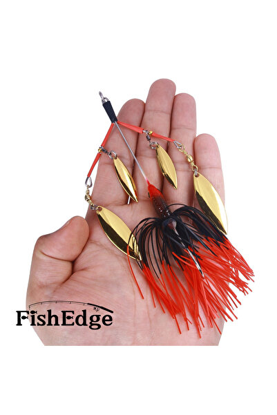 FishEdge Spinnerbait with 4 rotating blades, FishEdge, for pike, catfish, etc. length 15 cm, 23 grams, red