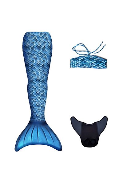 Kuaki Mermaids Mermaid 3 Piece Set Bikini Costume Set Blue