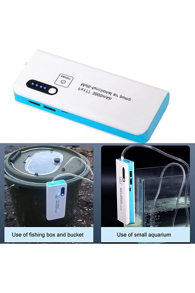 FishEdge air pump, oxygenator for live bait fishing, 3000 mah battery included, flashlight, USB