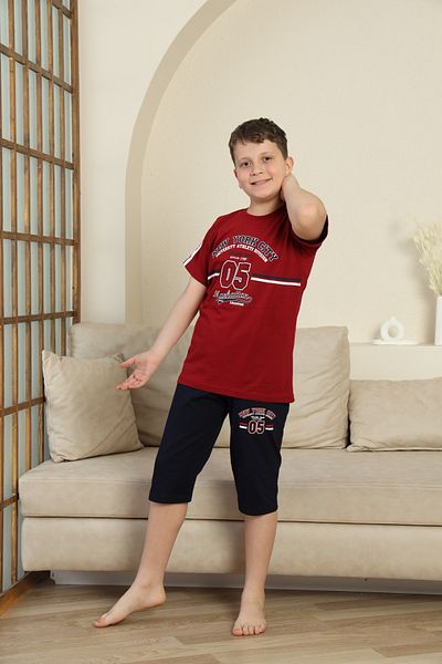 FORMO Set de pijamale capris cu mâneci scurte din bumbac natural 100% pentru băieți
