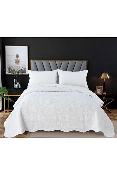 sonia home damasc Bedspread and 2 pillowcases Sonia Home Design white - 220x240 ± 5 cm and pillows 54x78