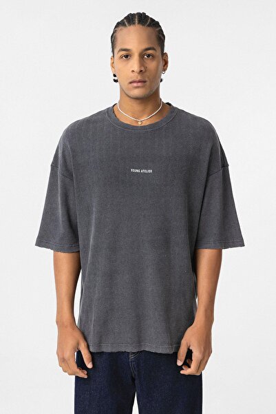 VAMOSCLO Πλενόμενο μπλουζάκι Back με τύπωμα oversized Μαύρο