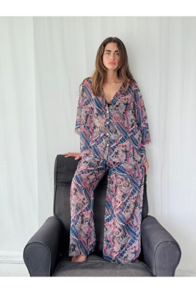 Retrobird Design Shorts Lined Chiffon Trousers Women Plum