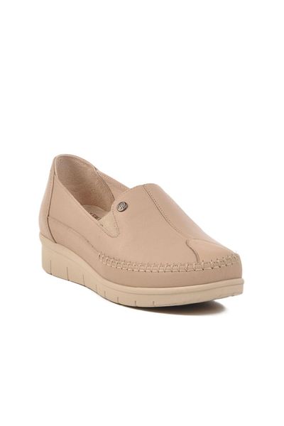AYAKMOD ,Cream Genuine Leather Women's Casual Shoes 664 Z