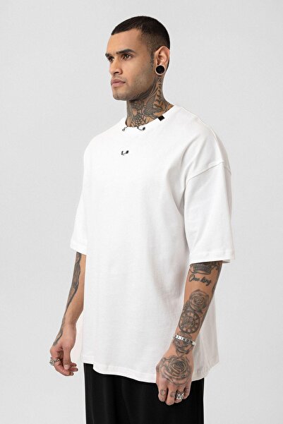 VAMOSCLO oversized Μπλουζάκι με μεταλλικό δαχτυλίδι με λεπτομέρειες εκρού