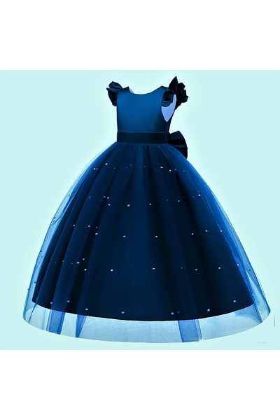NSMLİFE Girls' Long Pearl Dress Birthday Graduation Dress Prom Dress
