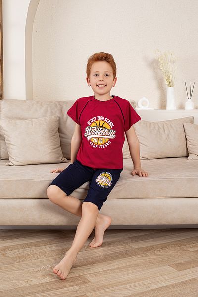 FORMO Set de pijamale capri pentru băieți, 100% bumbac natural, cu mâneci scurte