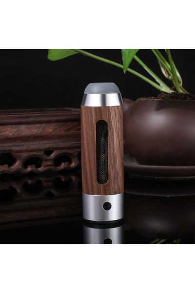 Influential Tech Portable Walnut Wood Ashtray with USB Lighter, Cigarette Holder, 3 Sleeves, Silver