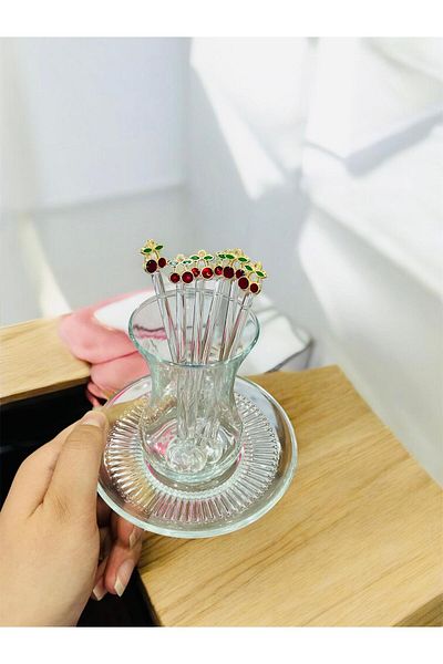 Arsglass Cherry Fruit Glass Tea Spoon Set of 6