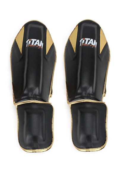 Titan Sport Parlak Siyah-Altın(Gold) Muay Thai, Kick Boks Kaval Koruyucu