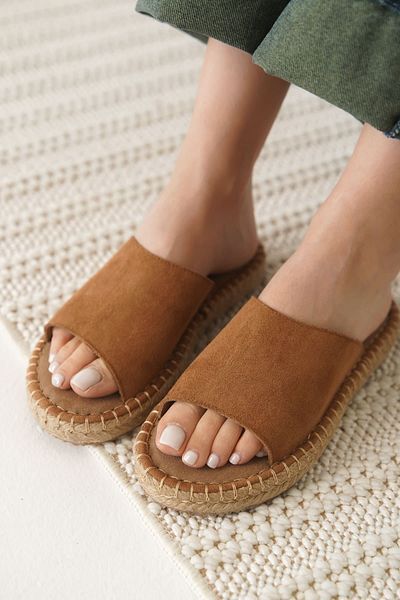 Zerenyus Gray Premium Suede Tan Women's Slippers