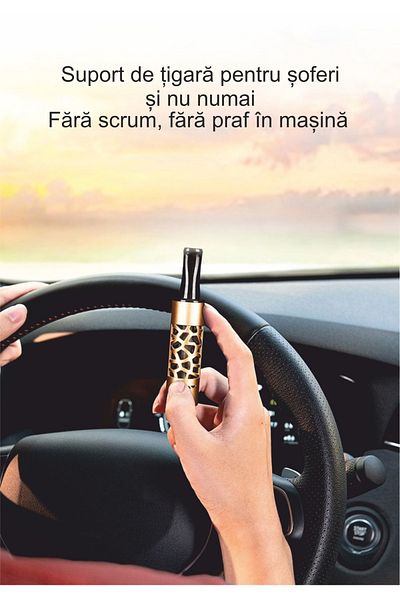 Influential Tech Portable Metal Ashtray with USB Lighter, 3 Cigarette Slots, Gold, for Travel or Home Use