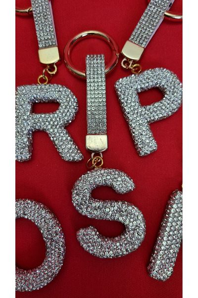 Land of Souvenir Luxury Letter Keychain with Zircon Stone