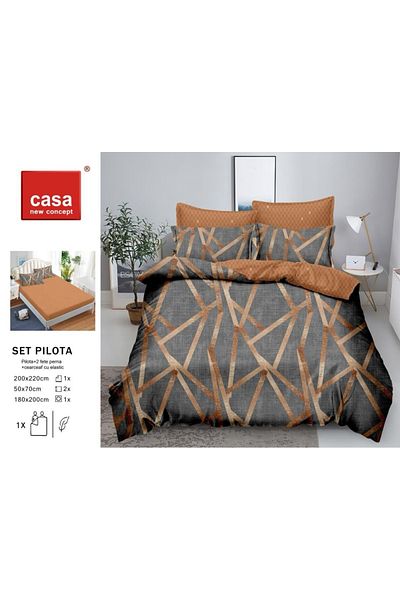 Casa New Concept 4-Piece Microfiber Bed Linen 200x220cm, Fitted Sheet 180x200cm, Casa New Concept