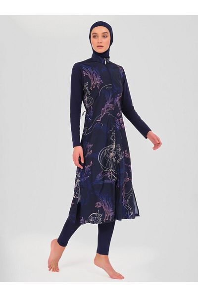 ALFASA Μακρύ μαγιό Hijab με σχέδιο - Navy Blue -