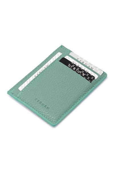 Tergan Blue Leather Unisex Credit Card Holder - S1Kk00001676-T9D