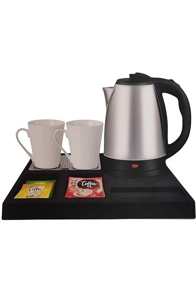 Biki Electric Hotel Kettle 1500w Black 1.8l Kettle Set With Two Cups
