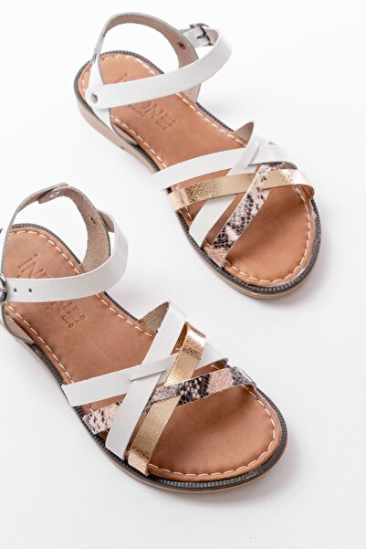 infon shoes creation 205-093 White Garni Genuine Leather Orthopedic Sole Women's Sandals