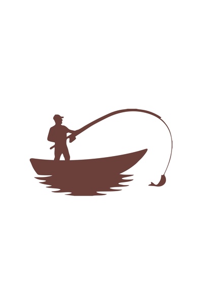 Reysa Tasarım Man Catching Fish Sticker 17X17 cm Brown
