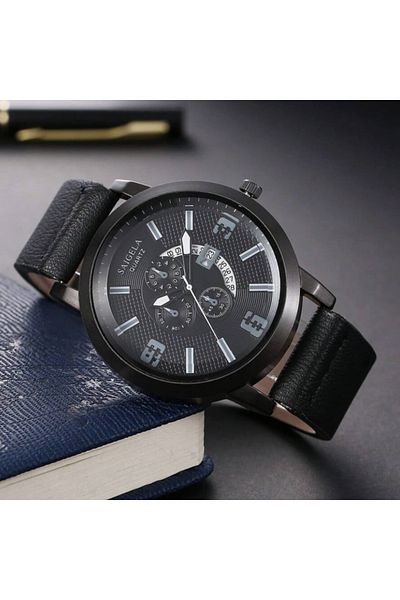 OEM Ceas bărbătesc cu 3 brățări, negru/gri