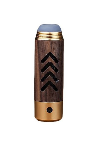 Influential Tech Portable Walnut Wood Ashtray with USB Lighter, Cigarette Holder, 3 Sleeves, Gold