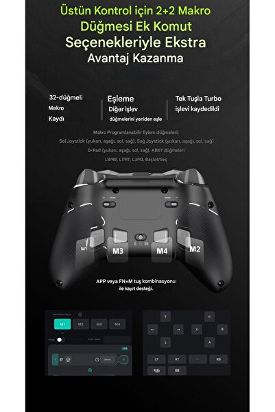 pxn P5 Kablosuz Oyun Denetleyicisi Hall Etkisi Gamepad Joystick Oyun Kolu Switch/PC/iOS/Android