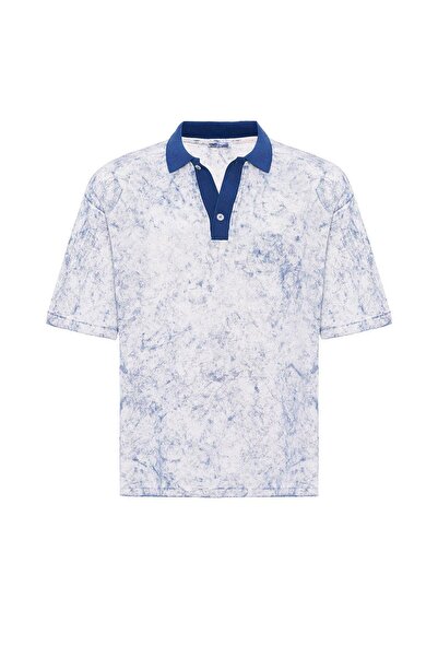 VAMOSCLO Πλενόμενο μπλουζάκι με λαιμόκοψη oversized Indigo