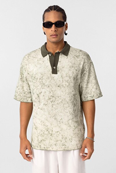 VAMOSCLO Πλενόμενο μπλουζάκι με λαιμόκοψη oversized χακί