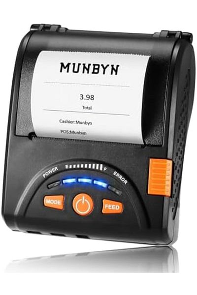 MUNBYN Bluetooth Receipt Printer, 58mm Mini Wireless POS Thermal Printer for Restaurant, Portable fo
