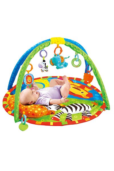 Factory Price - Wild Life Printed Activity Play Gym With Neck Pillow And Removable Toys - Green