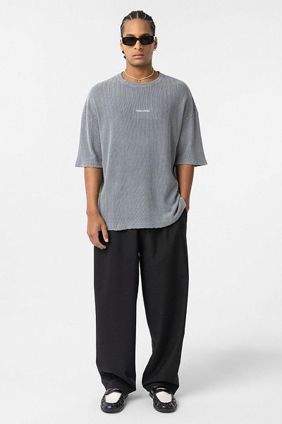 VAMOSCLO Washable Back Printed Oversize T-Shirt Gray