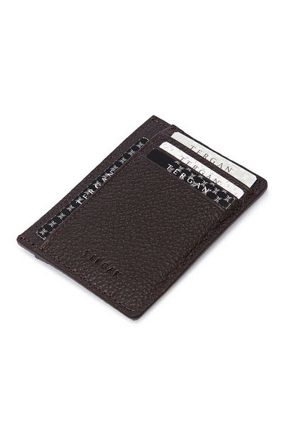 Tergan Brown Leather Unisex Credit Card Holder - S1Kk00001676-A42