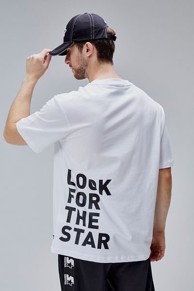 Starter Mahone White Crew Neck Printed Oversize Men's Tshirt