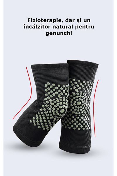 Influential Tech Tourmaline Knee Pads Set, Elastic, Self-Heating, Medium Length, Unisex, Universal Size, 2 pcs