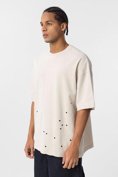 VAMOSCLO Πλενόμενη μεταλλική λεπτομερή πέτρα oversized T-Shirt